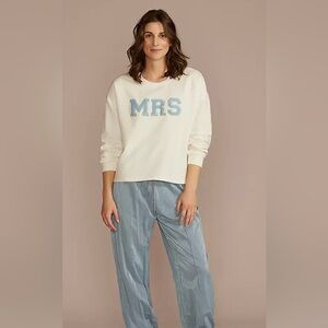 David's Bridal Mrs Embroidered Varsity Letter Patch Crewneck